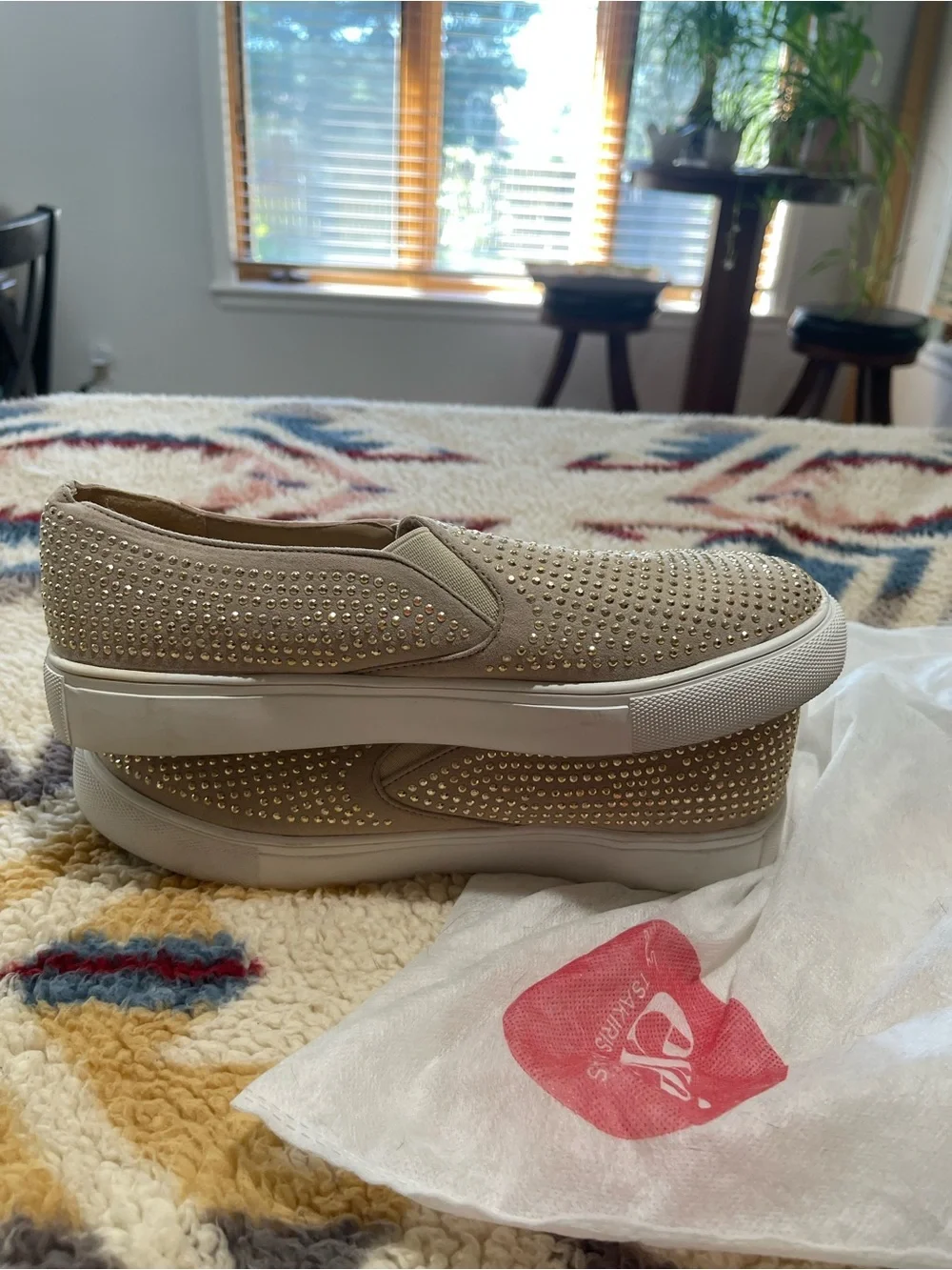 EXE by Tsakiris Mallas Beige Embellished Slip-On Sneakers | EU 39 ✨